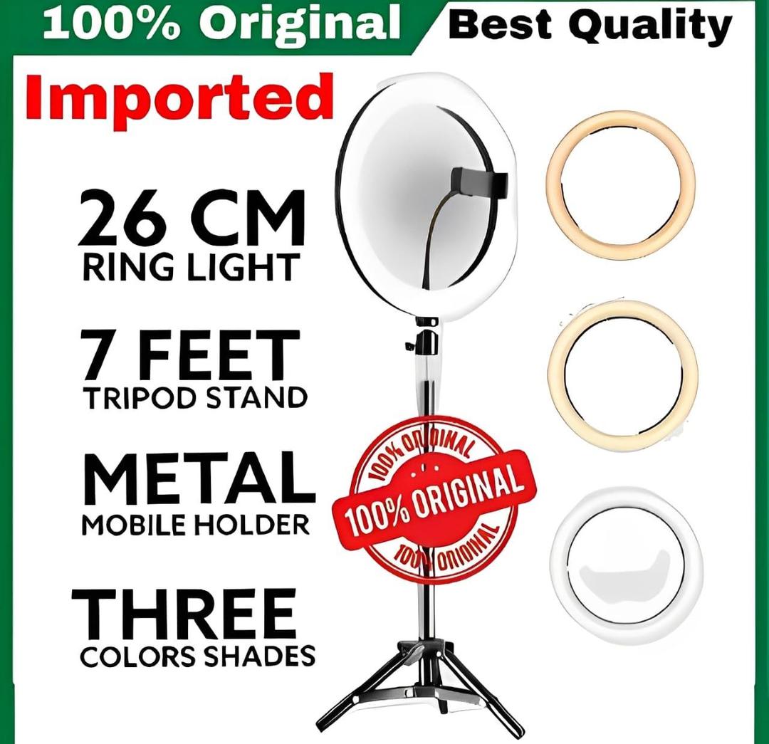 LED RING LIGHT 26 CM AND 7 FEET TRIPOD IN METAL