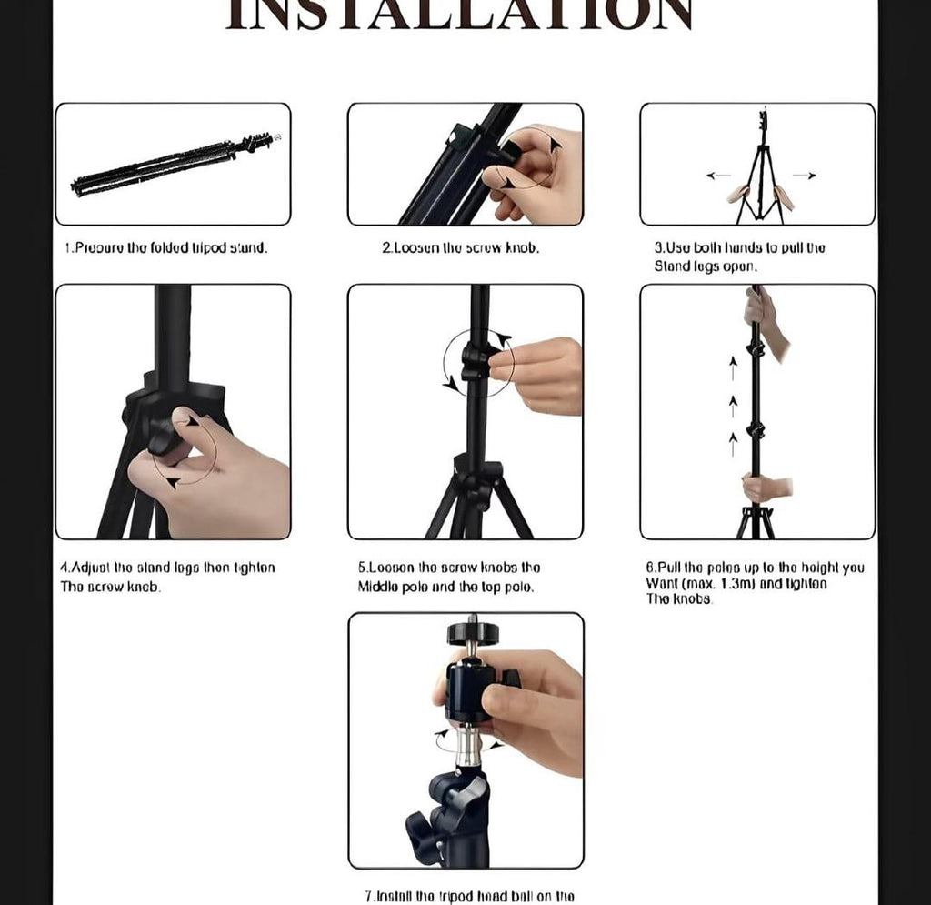 LED RING LIGHT 26 CM AND 7 FEET TRIPOD IN METAL